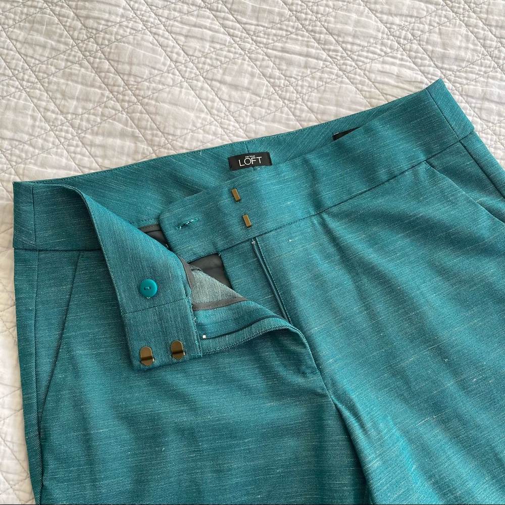LOFT Teal Straight Leg Pants - Picture 2 of 8